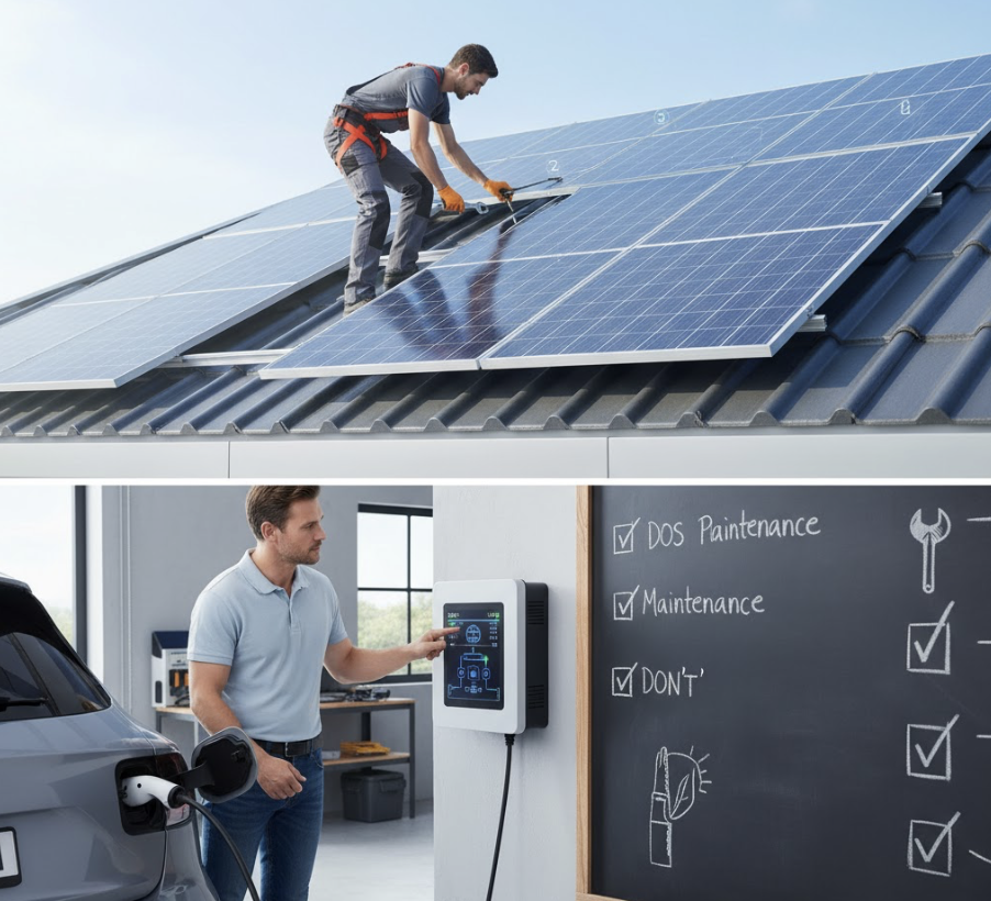 Cargar coche eléctrico con placas solares: Esquemas de conexión